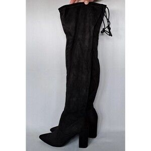 JustFab Aubriana Tie Over-The-Knee Boot Women’s 10 in Black Caviar NEW NIB